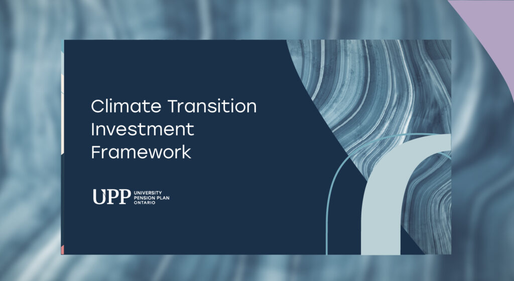 Illustration of UPP's Climate Transition Investment Framework report cover