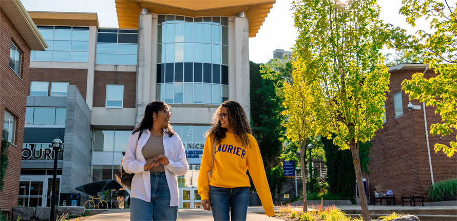 Students walking through Laurier campus